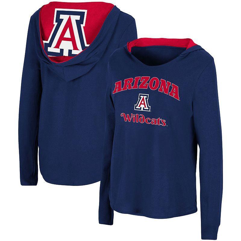 Womens Colosseum Arizona Wildcats Catalina Hoodie Long Sleeve T-Shirt Blue Product Image