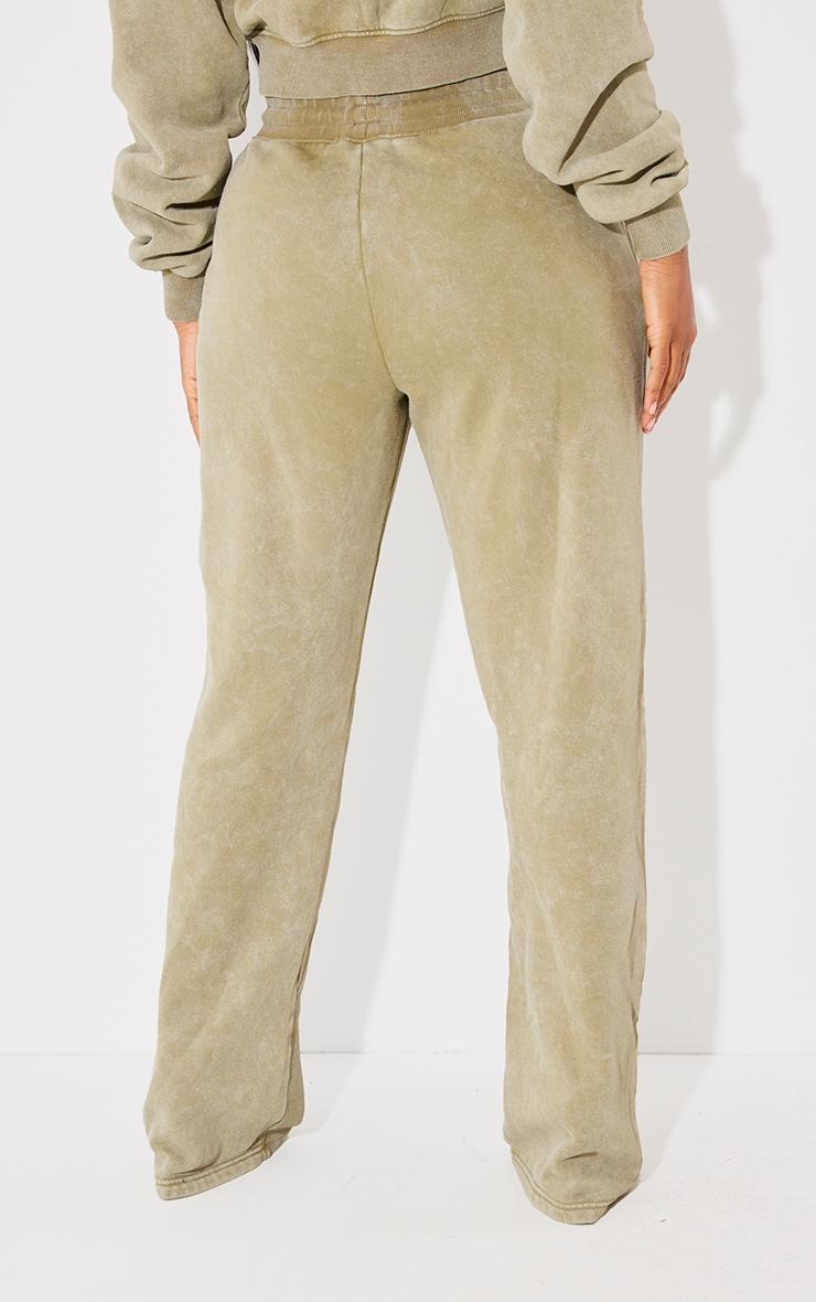 PRETTYLITTLETHING Shape Olive Washed Wide Leg Sweatpants Product Image