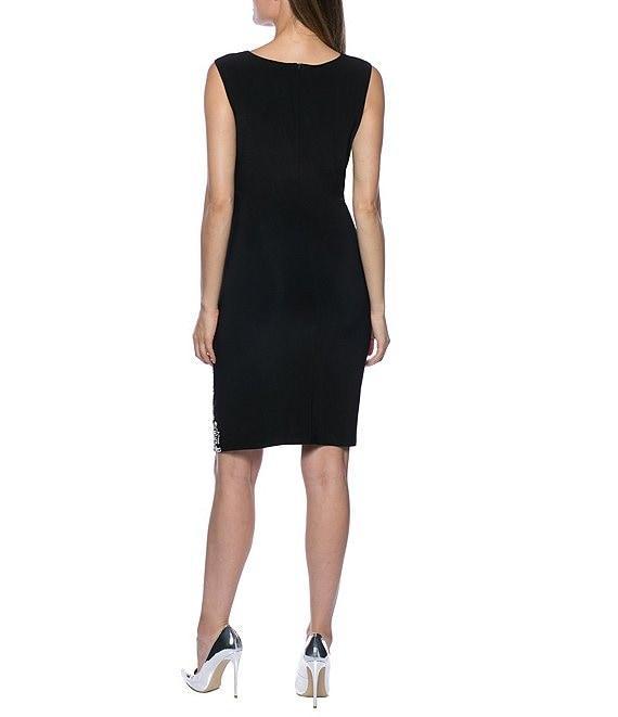 Marina Beaded Long Sleeve Round Neck Matte Jersey 2-Piece Jacket Dress Product Image