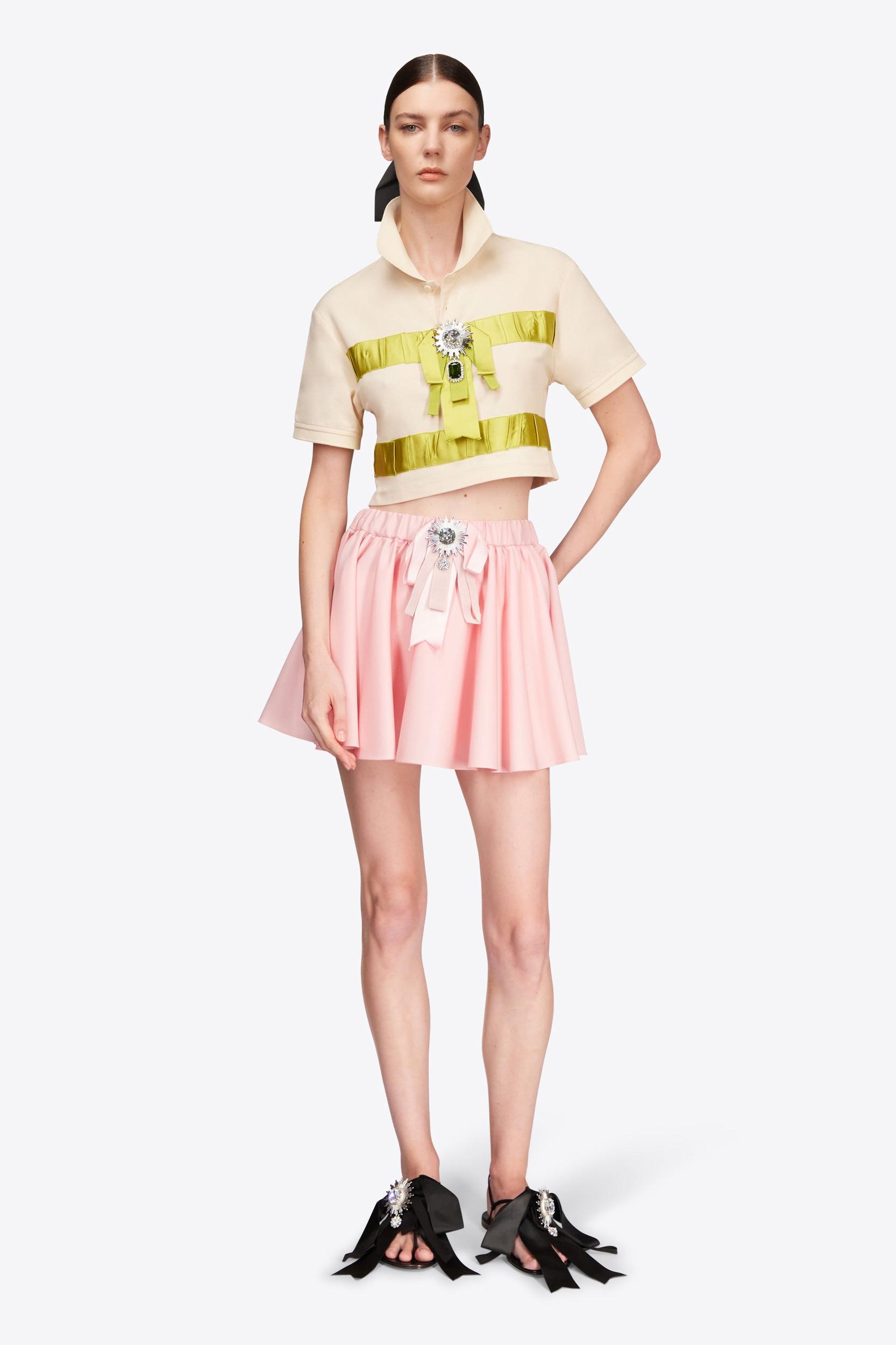 Crystal Embellished Bow Cropped Polo Product Image