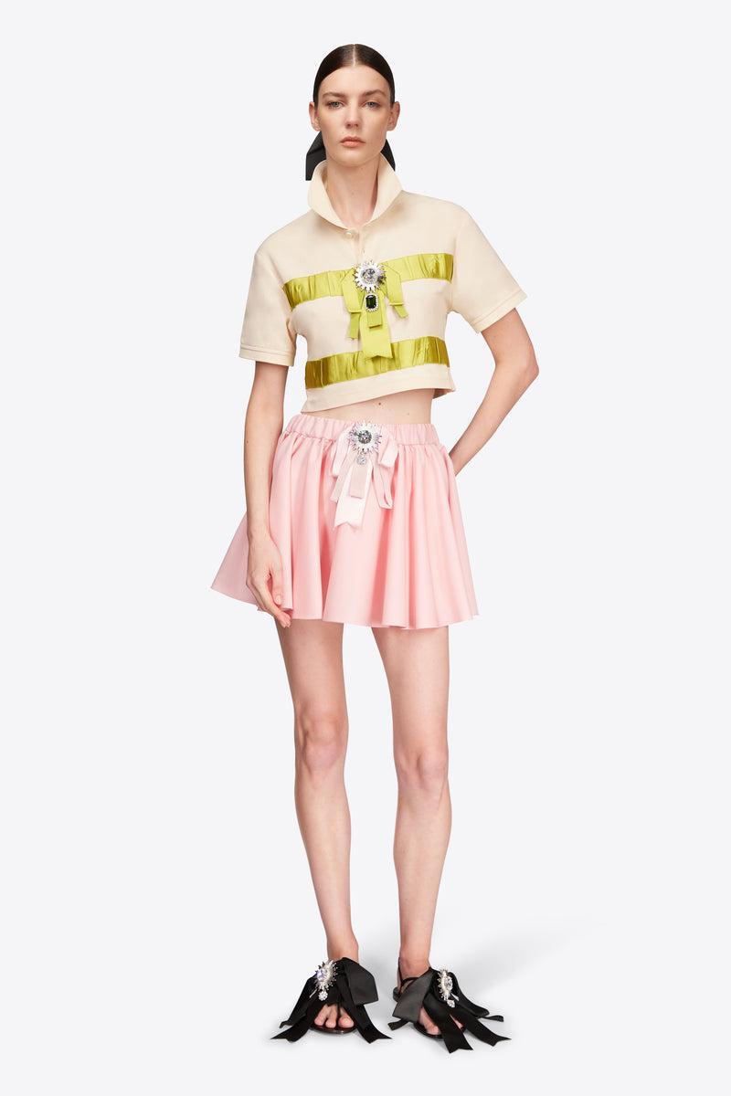 Crystal Embellished Bow Cropped Polo Product Image