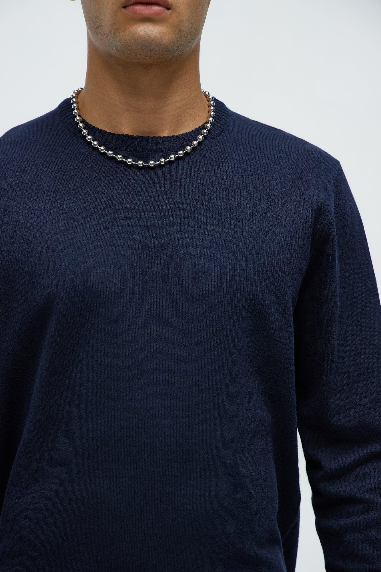 Cozy and Cool Crewneck Sweater - Navy Product Image