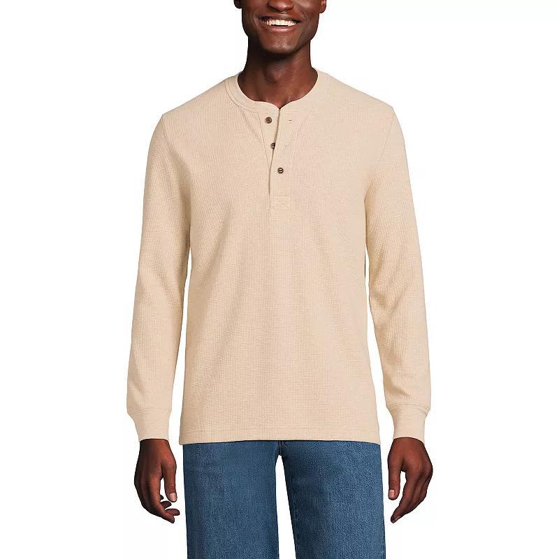Men's Lands' End Comfort-First Regular-Fit Thermal Waffle Henley, Size: Medium, Fresh Red Product Image