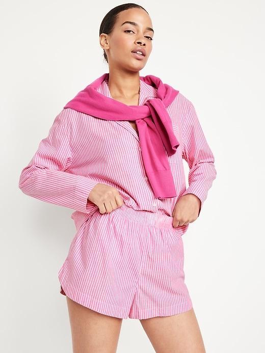 High-Waisted Poplin Pajama Short Product Image