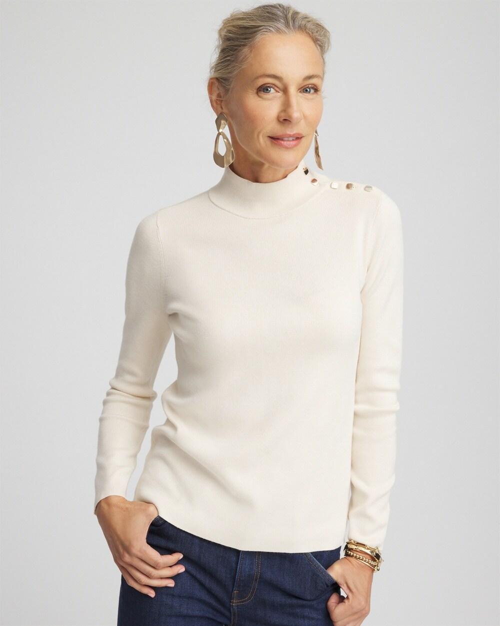 Ecovero™ Button Mock Neck Sweater Product Image