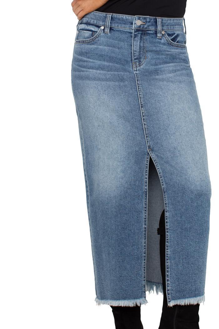 5-pkt frnt slit maxi skrt w/ fray hem 34.5ins Product Image