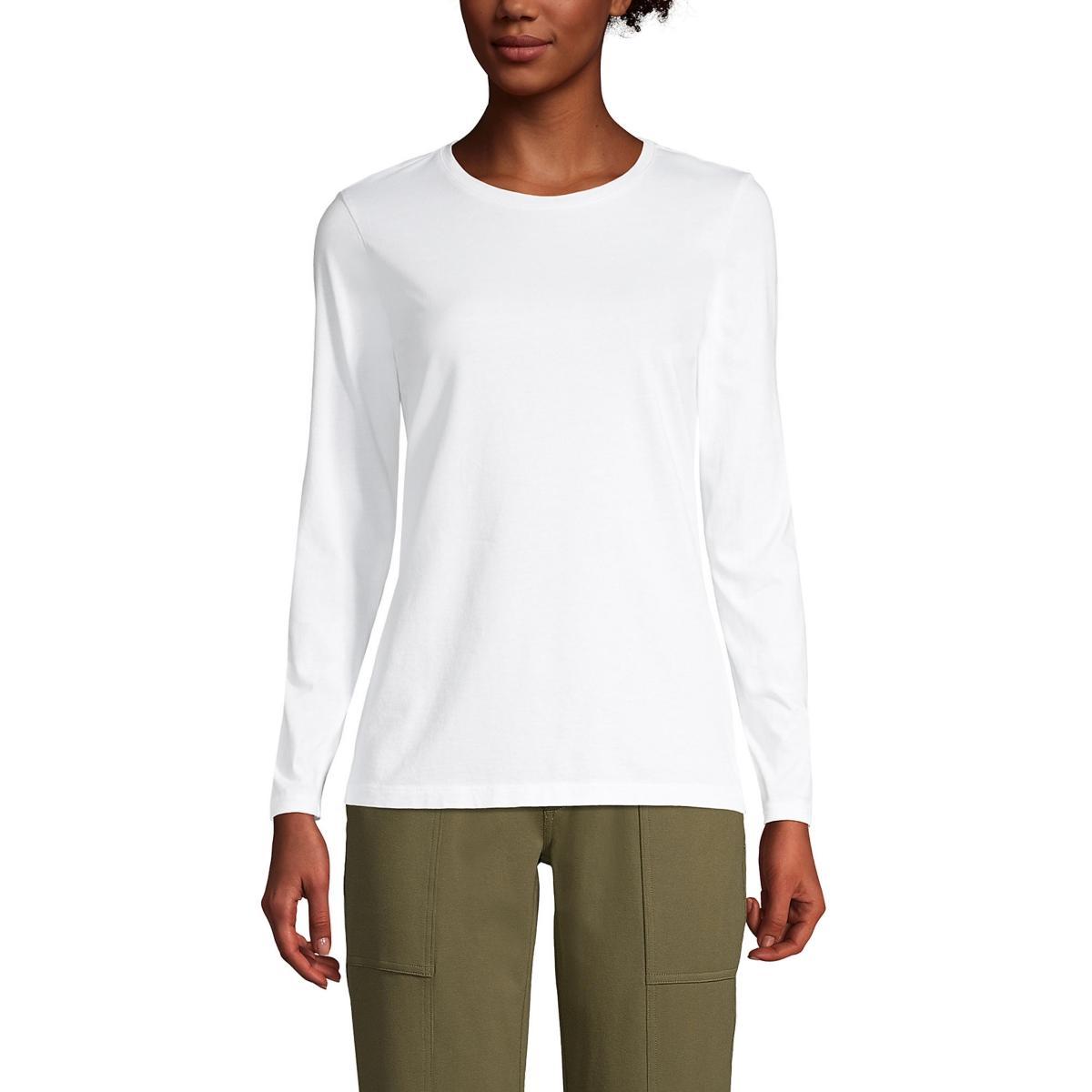 Petite Lands' End Relaxed-Fit Supima Long Sleeve Cotton Crewneck Tee, Women's, Size: XS Petite, Black Product Image