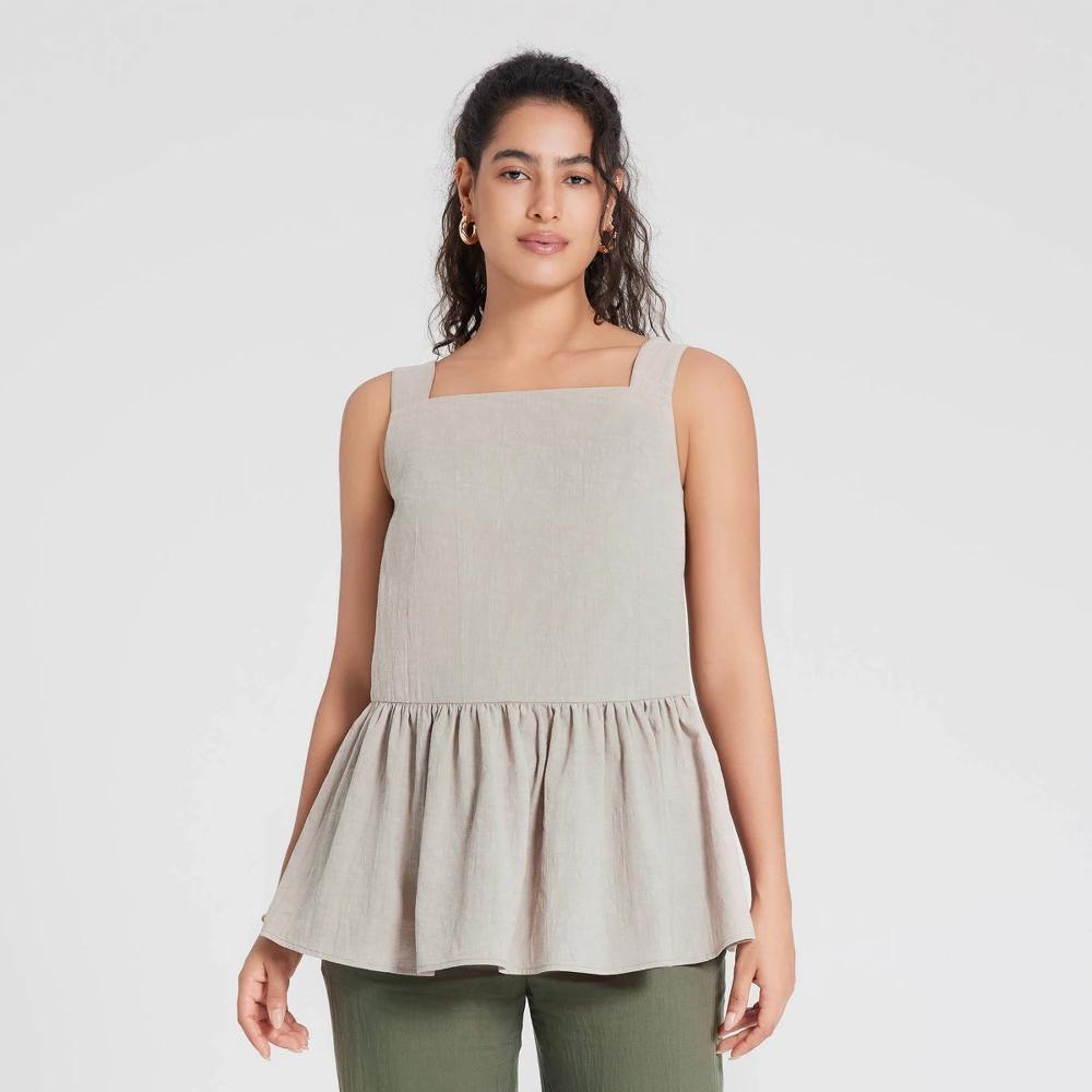 Women's Square Neck Peplum Top - Universal Thread™ Product Image