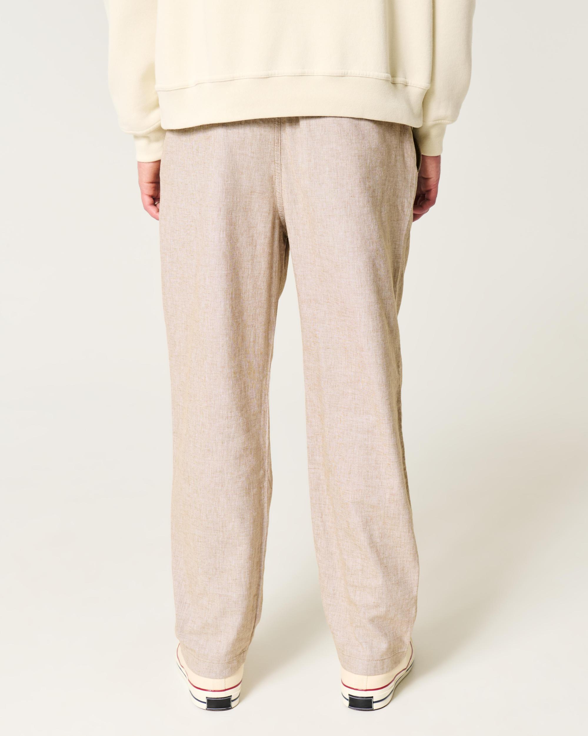Linen-Blend Loose Pull-On Pants Product Image