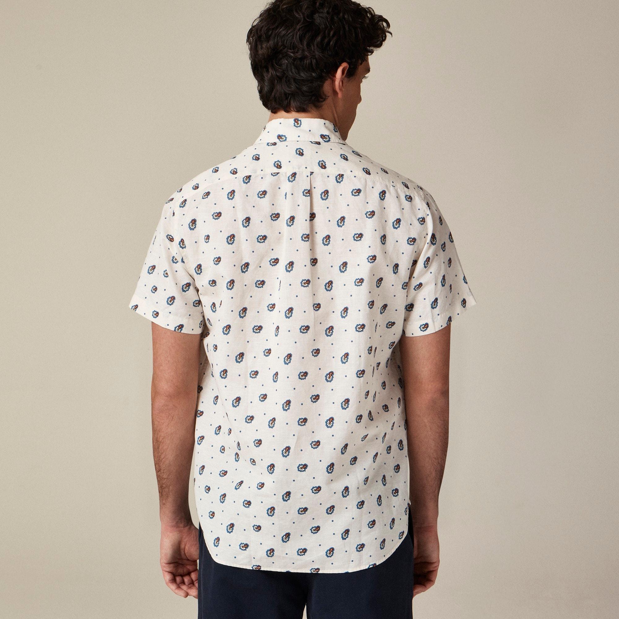 Short-sleeve cotton-linen blend shirt in print Product Image