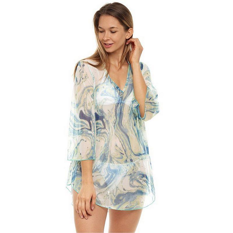 Womens Jordan Taylor Printed Mesh Tunic Swim Cover-Up Green Product Image