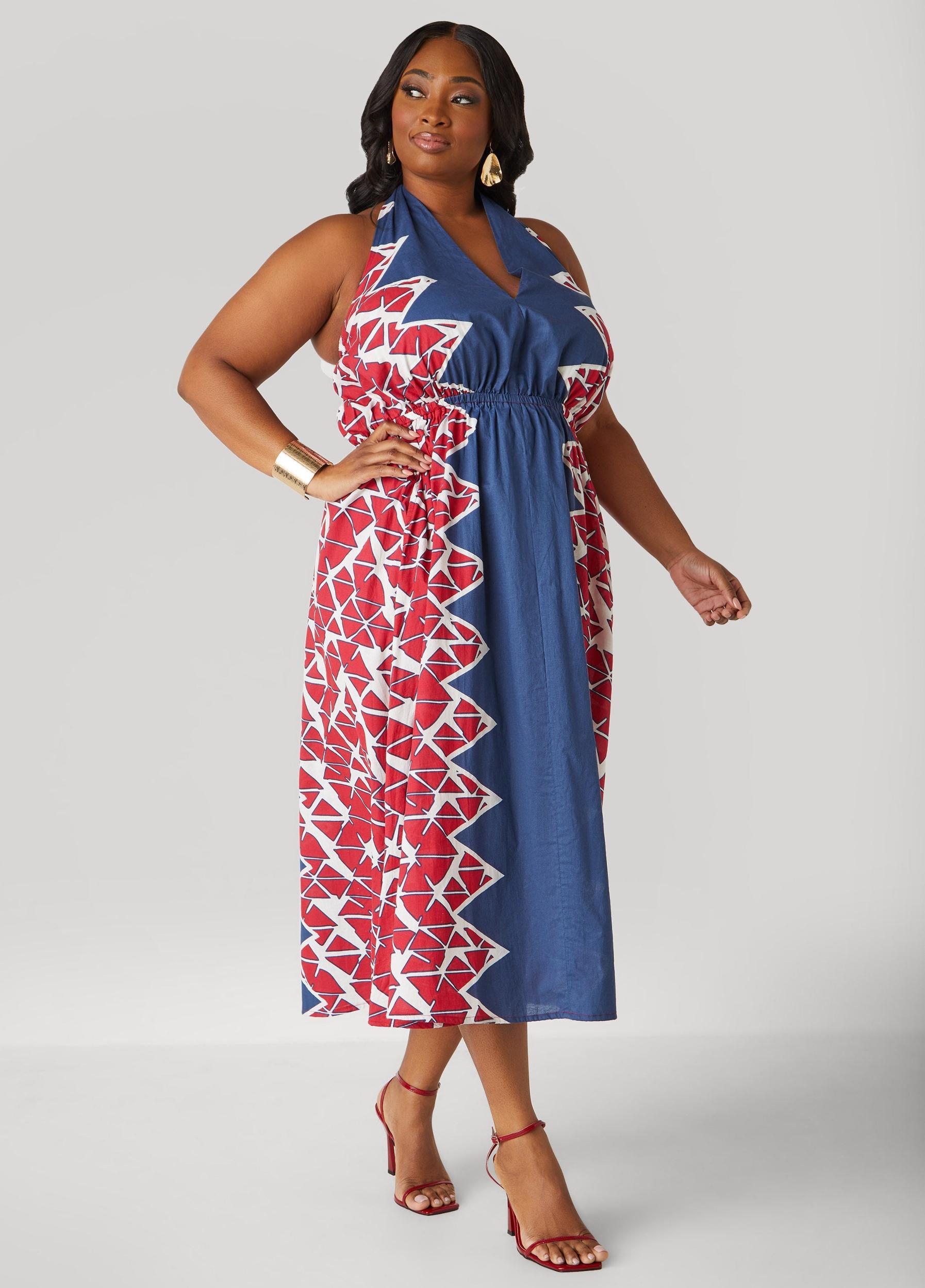 Printed Cotton Halter Dress Product Image