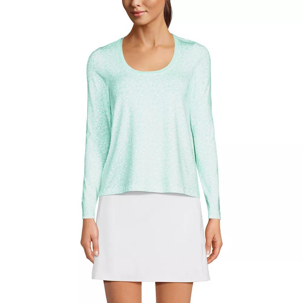 Women's Lands' End Power Performance Long Sleeve Scoopneck T-Shirt, Size: Large, Julep Phlox Floral Product Image