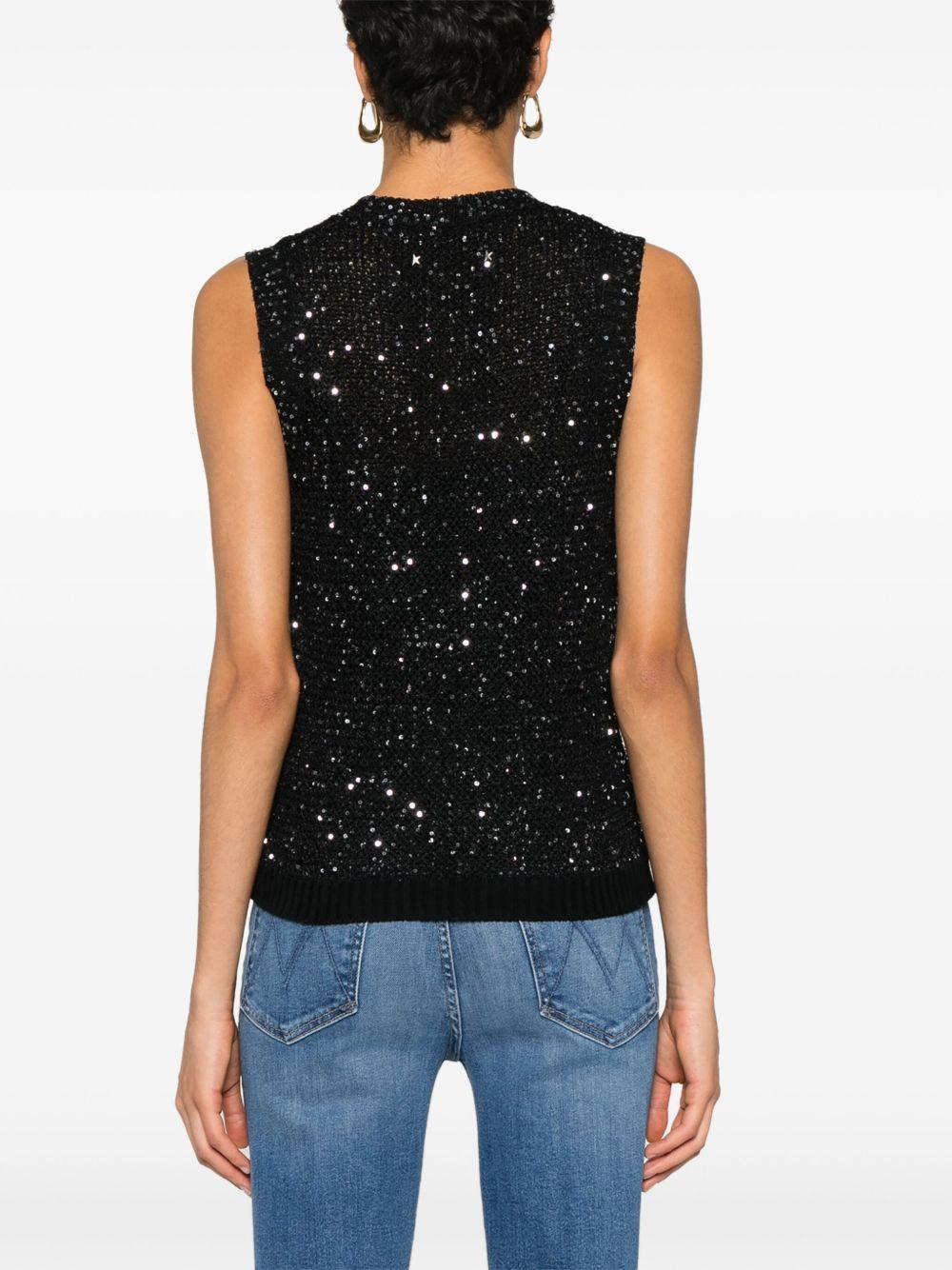 sequin-embellished sleeveless top Product Image