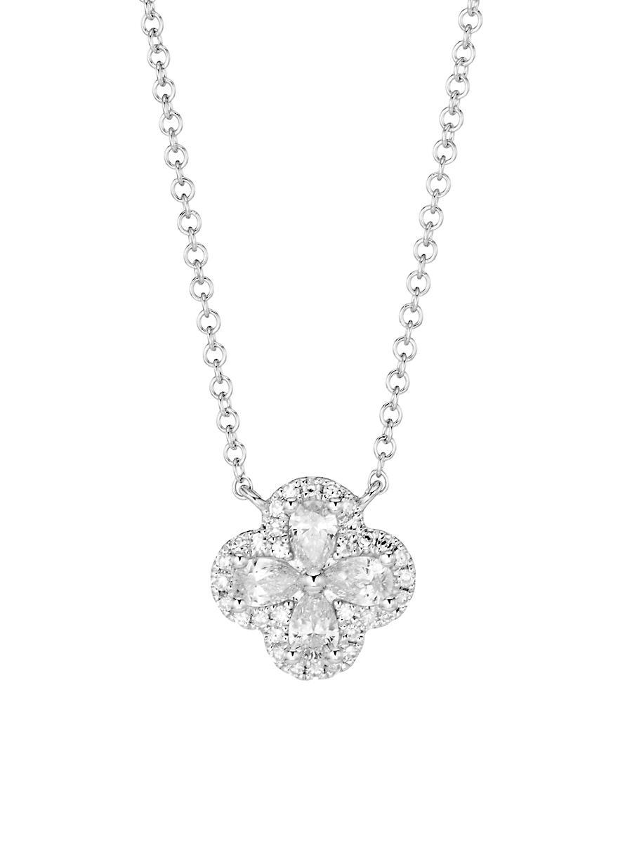 Womens Adelle 14K White Gold & 0.41 TCW Diamond Clover Necklace Product Image
