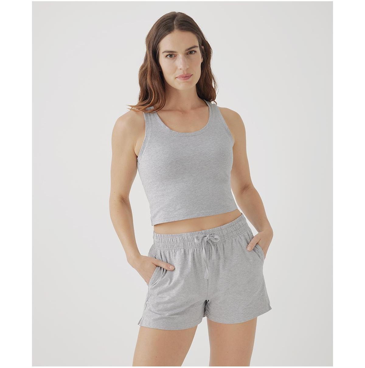 Women's Heather Grey Cool Stretch Cropped Lounge Tank 2XL Product Image