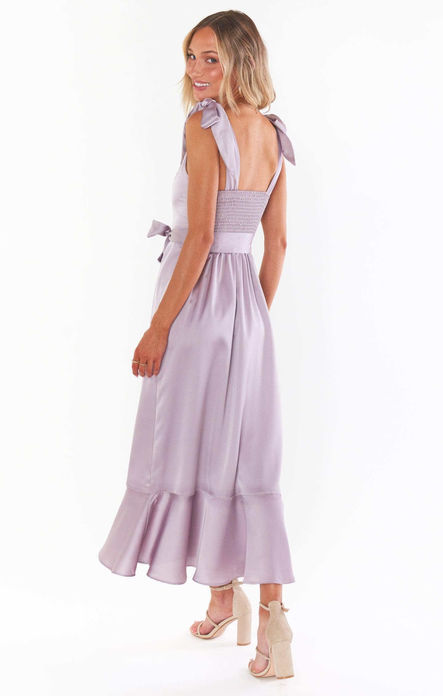 Claire Midi Dress ~ Dusty Purple Luxe Satin Product Image