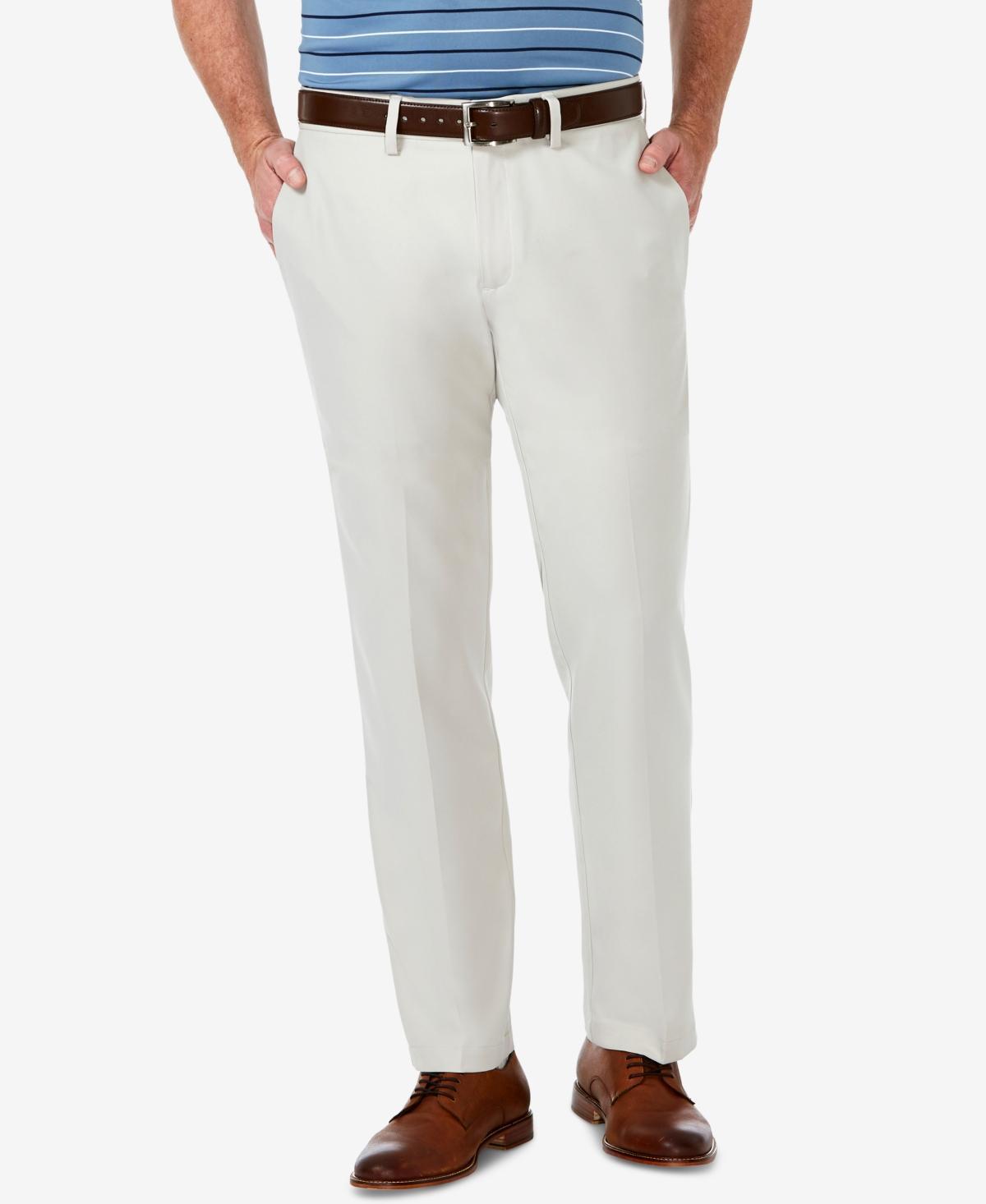 Mens Haggar Cool 18 PRO Straight-Fit Wrinkle-Free Flat-Front Super Flex Waist Pants Green Product Image