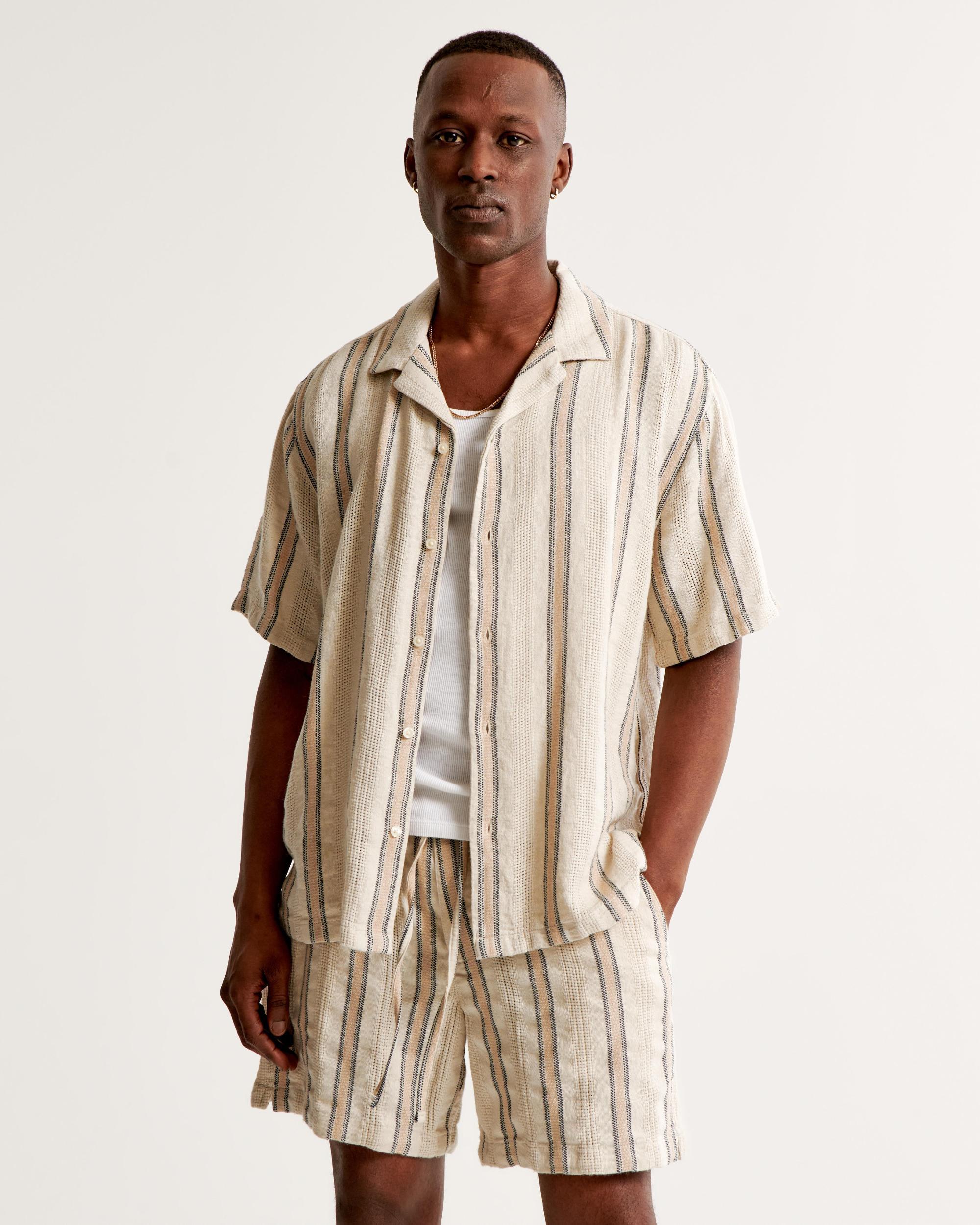 Camp Collar Linen-Blend Shirt Product Image
