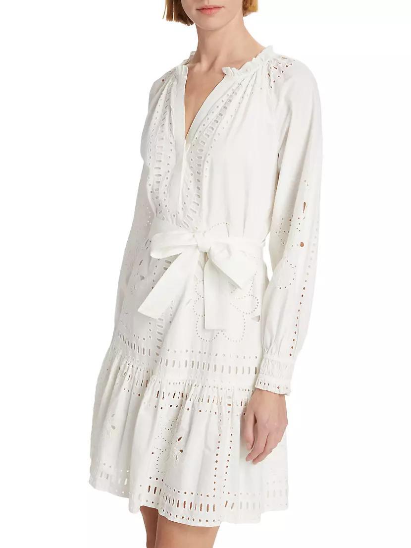 Saylor Cotton Eyelet Tie-Waist Minidress Product Image