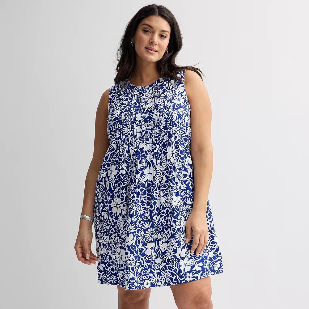 Plus Size Sonoma Goods For Life Pintuck Dress, Womens Black Triangle Geo Product Image