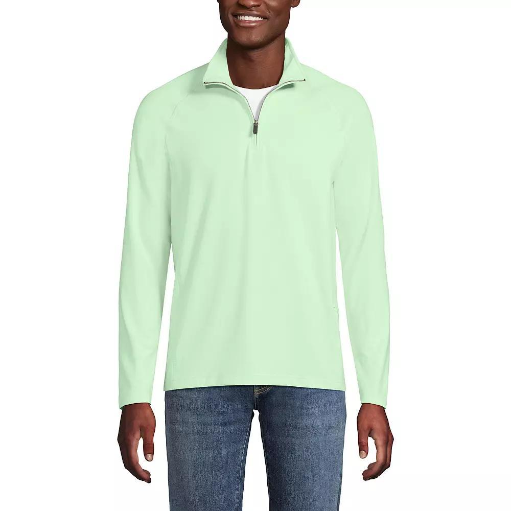 Men's Lands' End Long Sleeve Raglan French Terry Quarter Zip Sweatshirt, Size: Medium, Icy Mint Green Product Image
