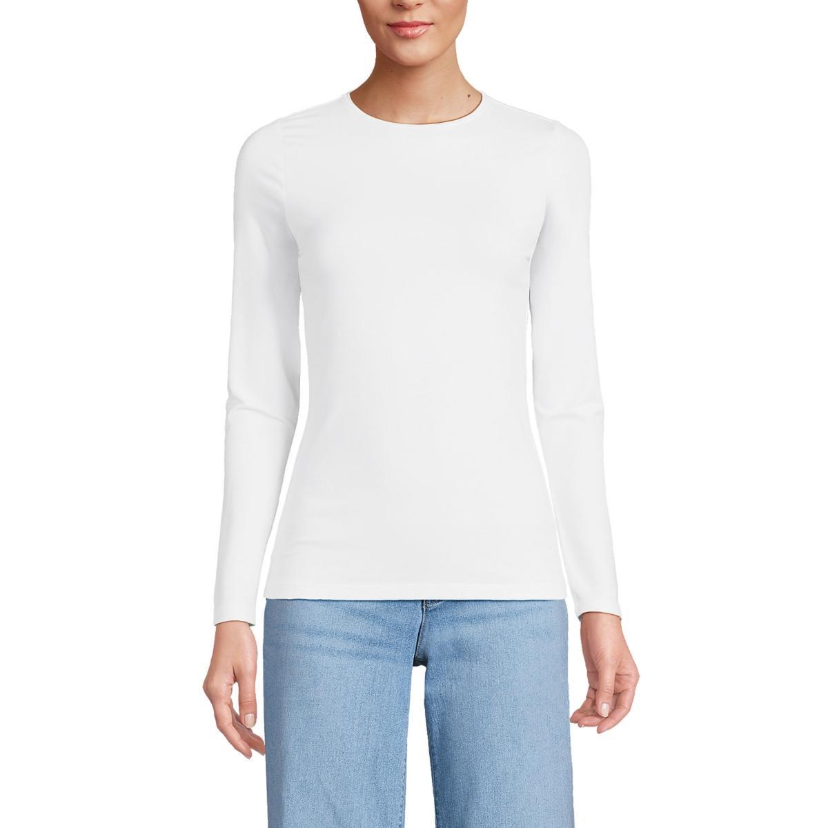 Plus Size Lands' End Long Sleeve Lightweight Jersey Crewneck Top, Women's, Size: 3XL, Light Cornflower Product Image