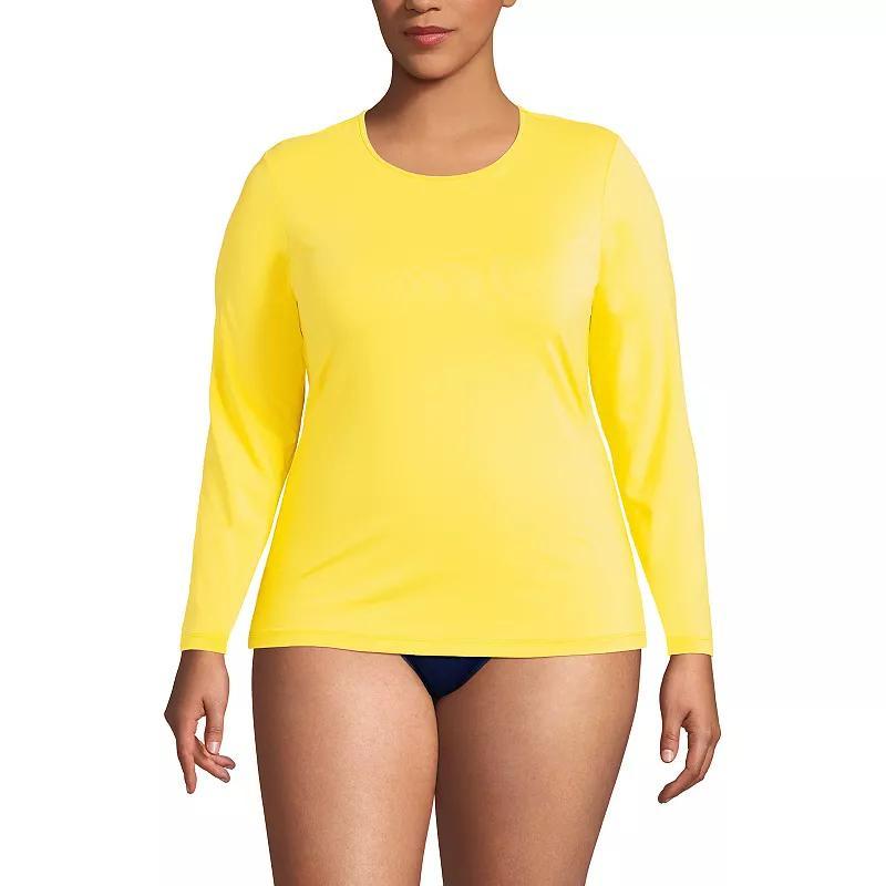 Plus Size Lands' End UPF 50 Long Sleeve Rash Guard, Women's, Size: 2XL, Blue Mini Stripe Product Image