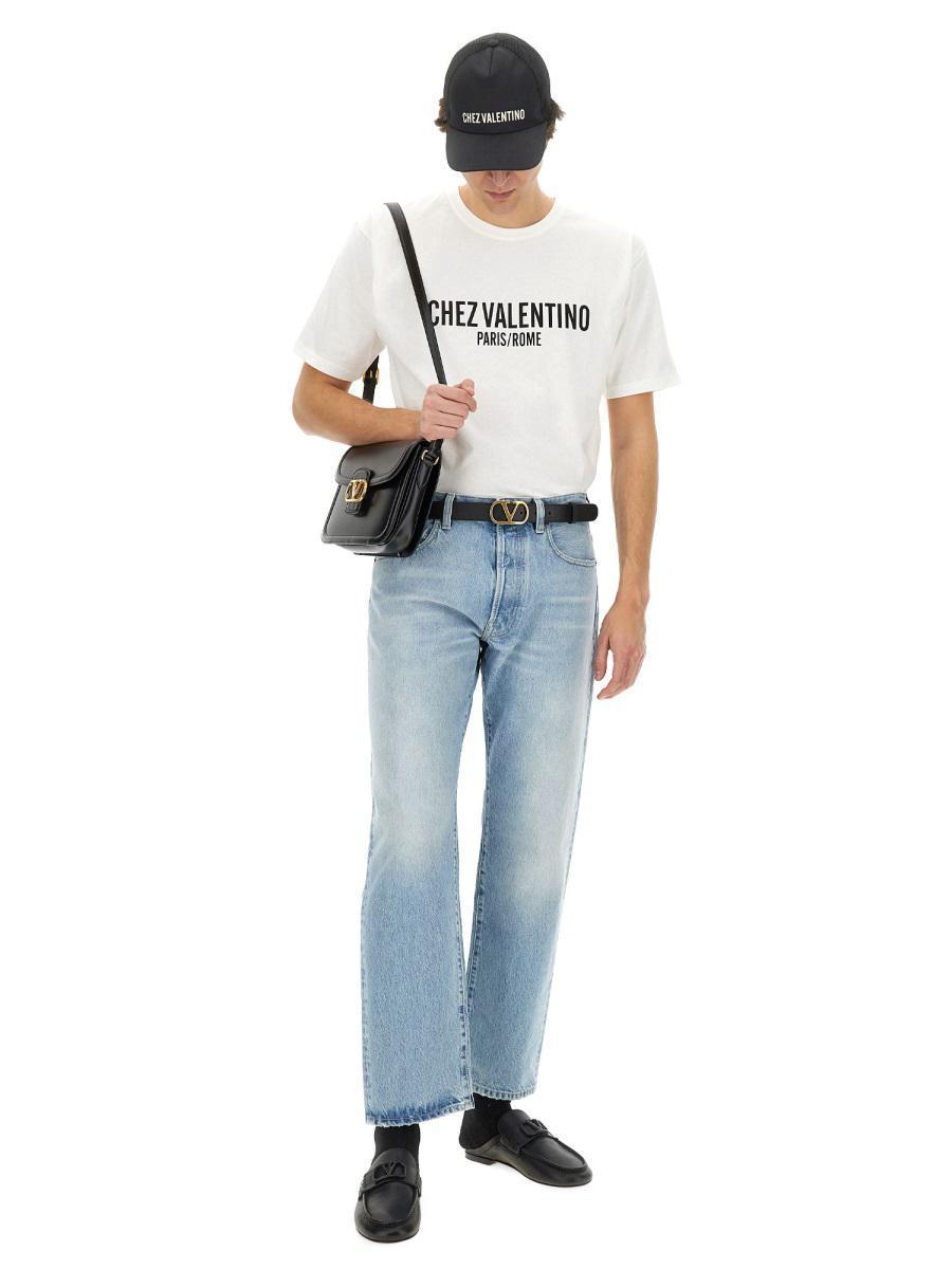 VALENTINO Cotton Crew Neck T-shirt With Graphic Print In White Product Image