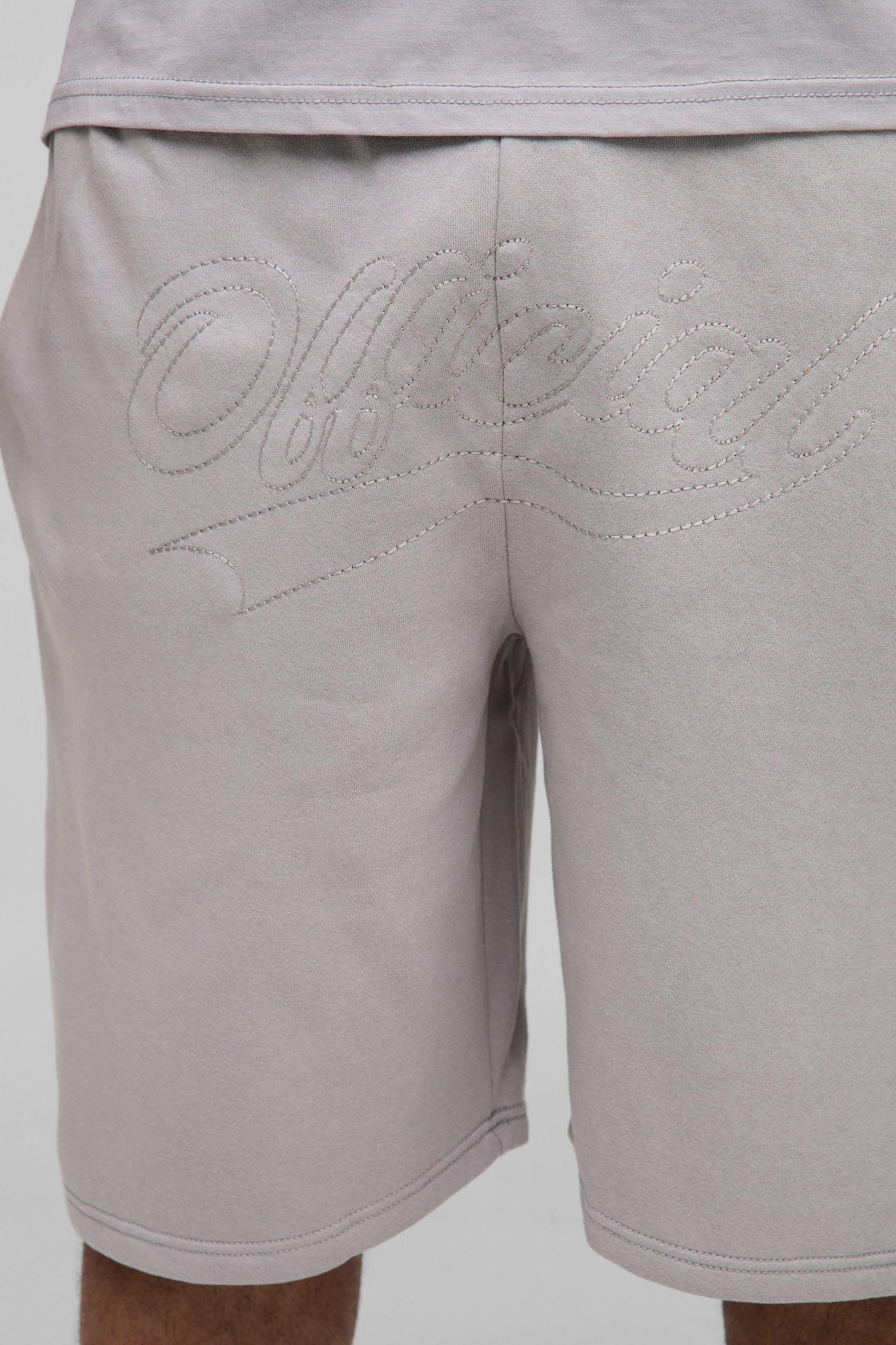 Plus Oversized Boxy Official Contrast Stitch T-Shirt & Short Set | boohooMAN USA Product Image