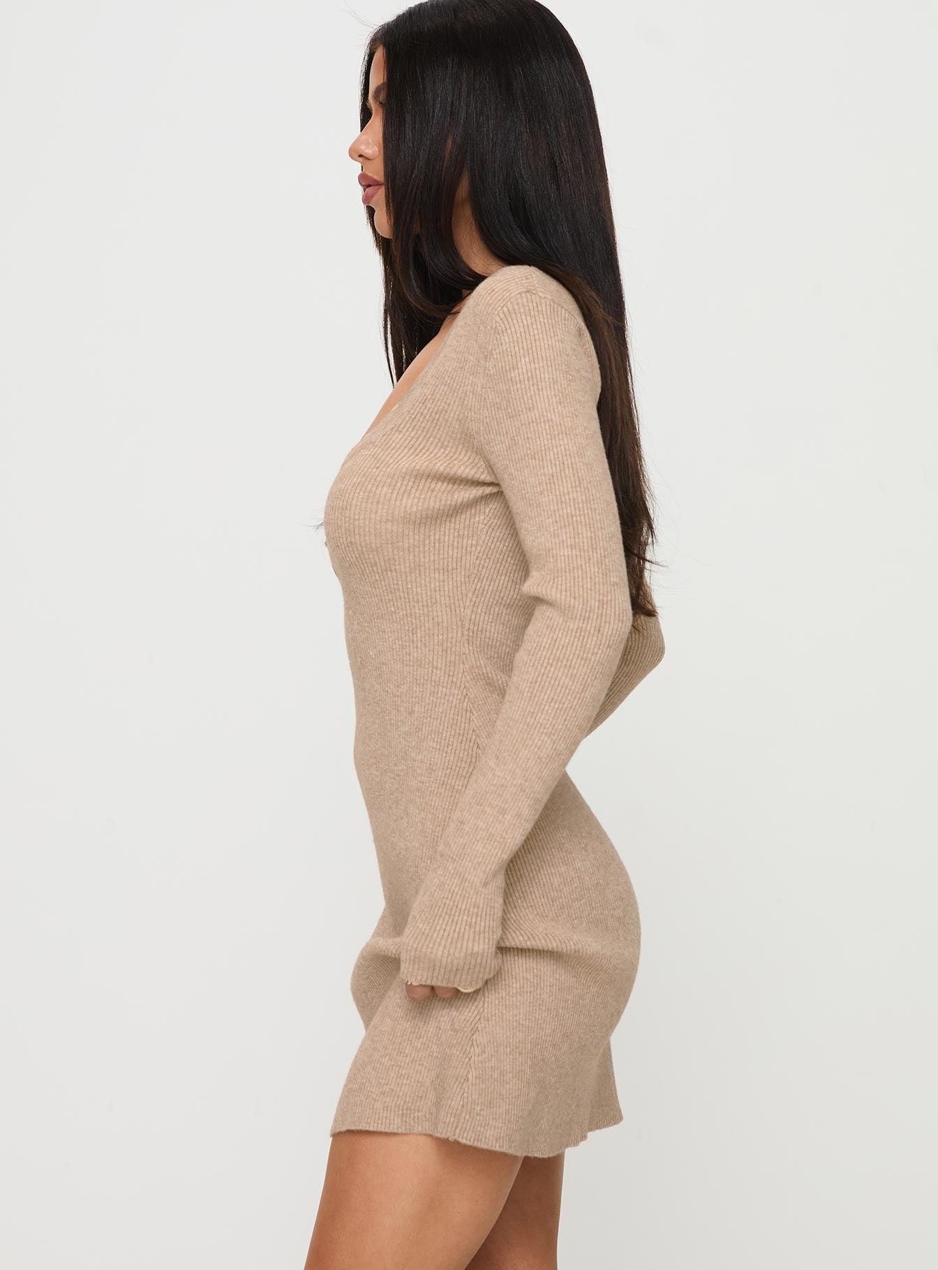 Halycon Knit Mini Dress Oatmeal Product Image