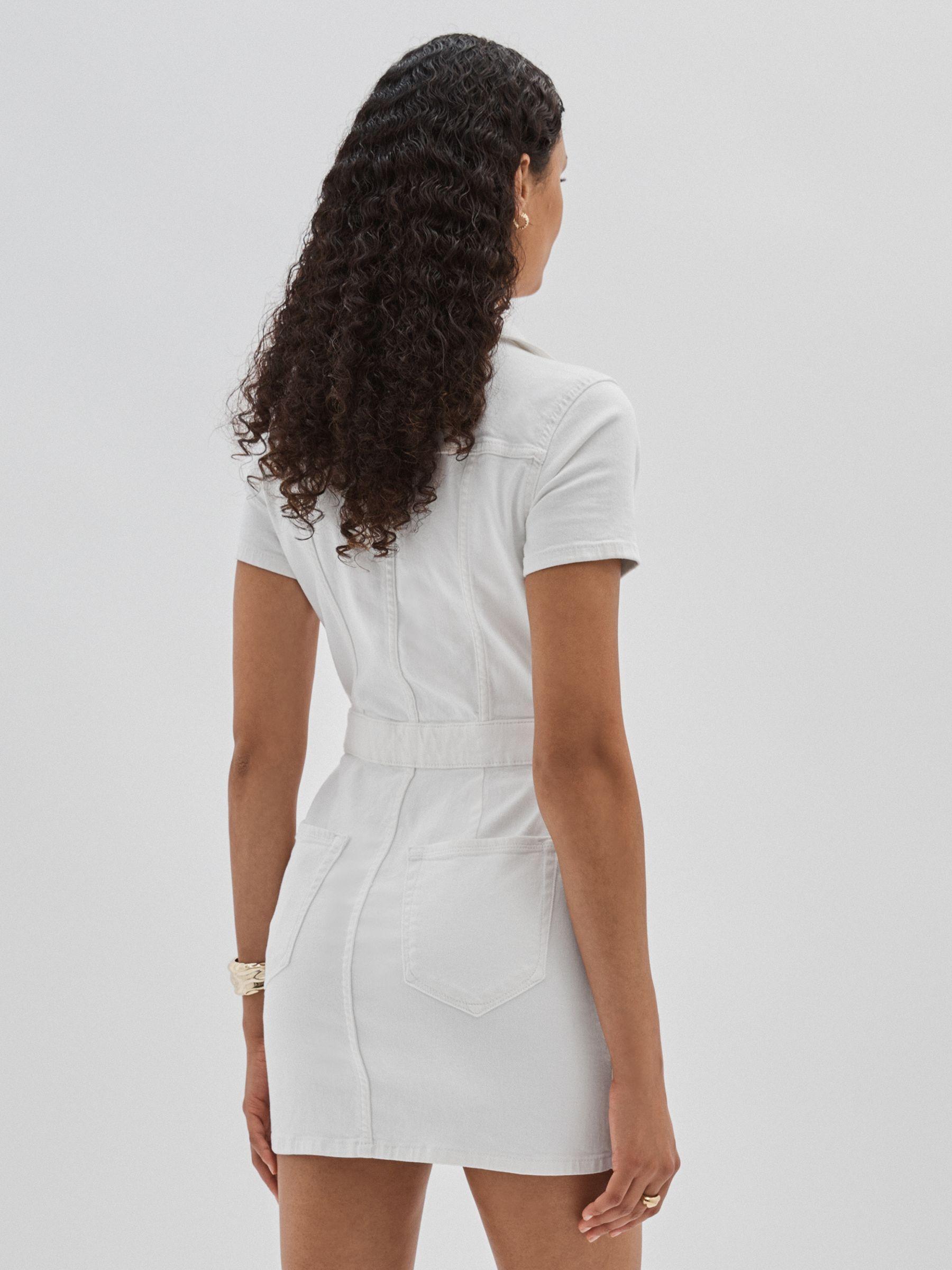 Denim Mini Dress in White Product Image