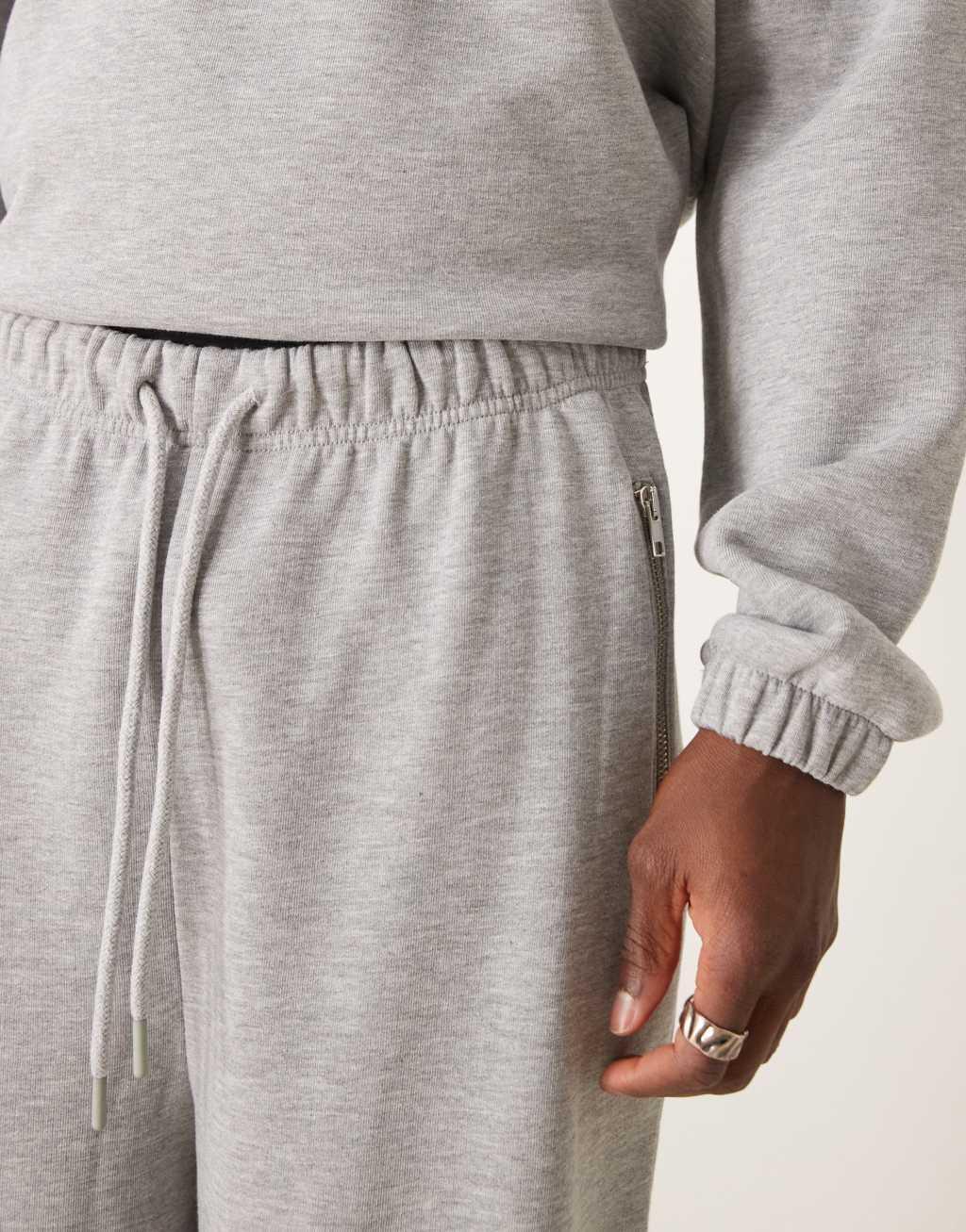 ASOS DESIGN wide leg sweatpants in gray heather - part of a set Product Image