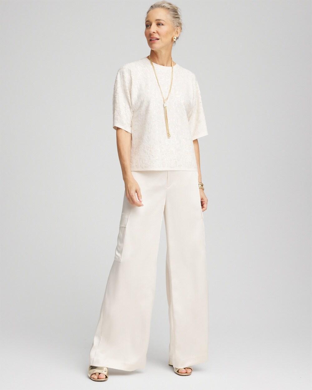 Short Sleeved Sequin Pullover Sweater Product Image