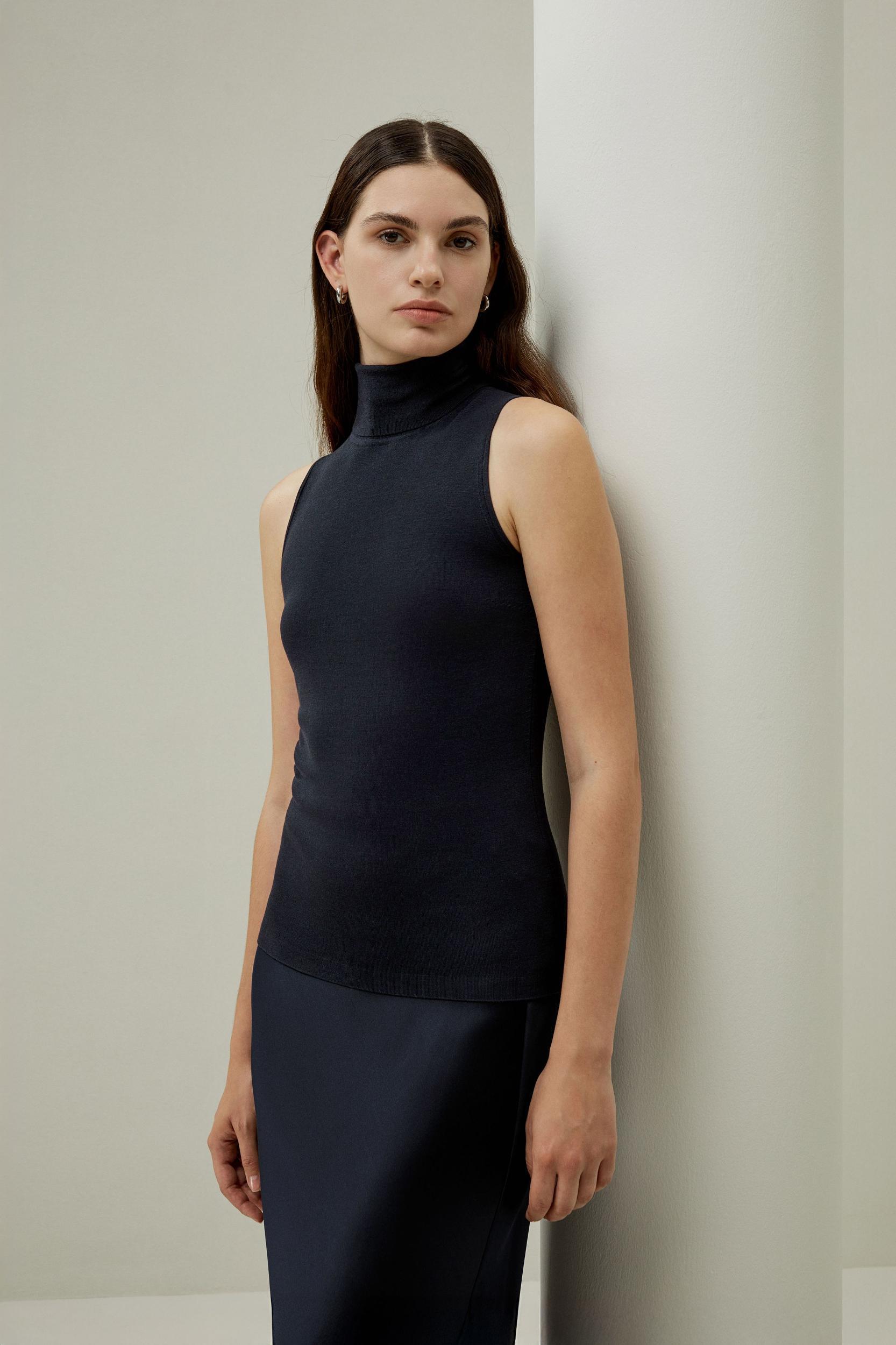 Minimalist Sleeveless Turtleneck Top Product Image