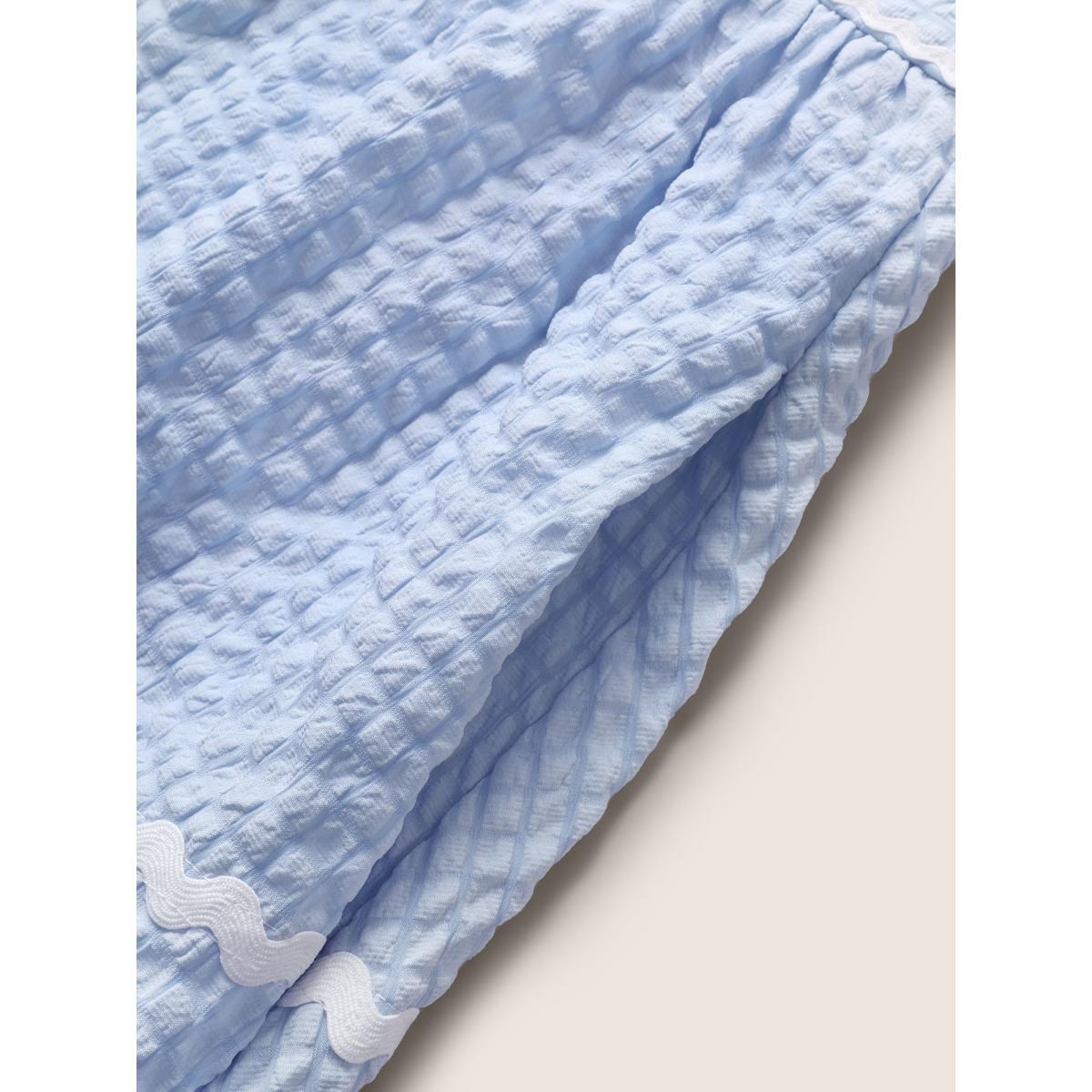 Plus Size Textured Patchwork Shirred Pocket Cami Dress LightBlue Women Casual Texture Non Sleeveless Curvy BloomChic 22-24/3X Product Image