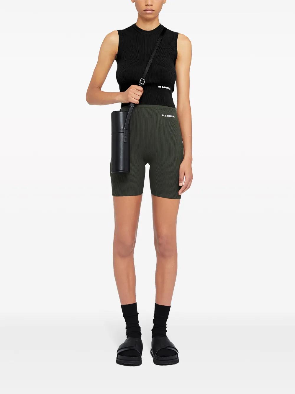 JIL SANDER Logo-print Cotton Vest Top In Nero Product Image
