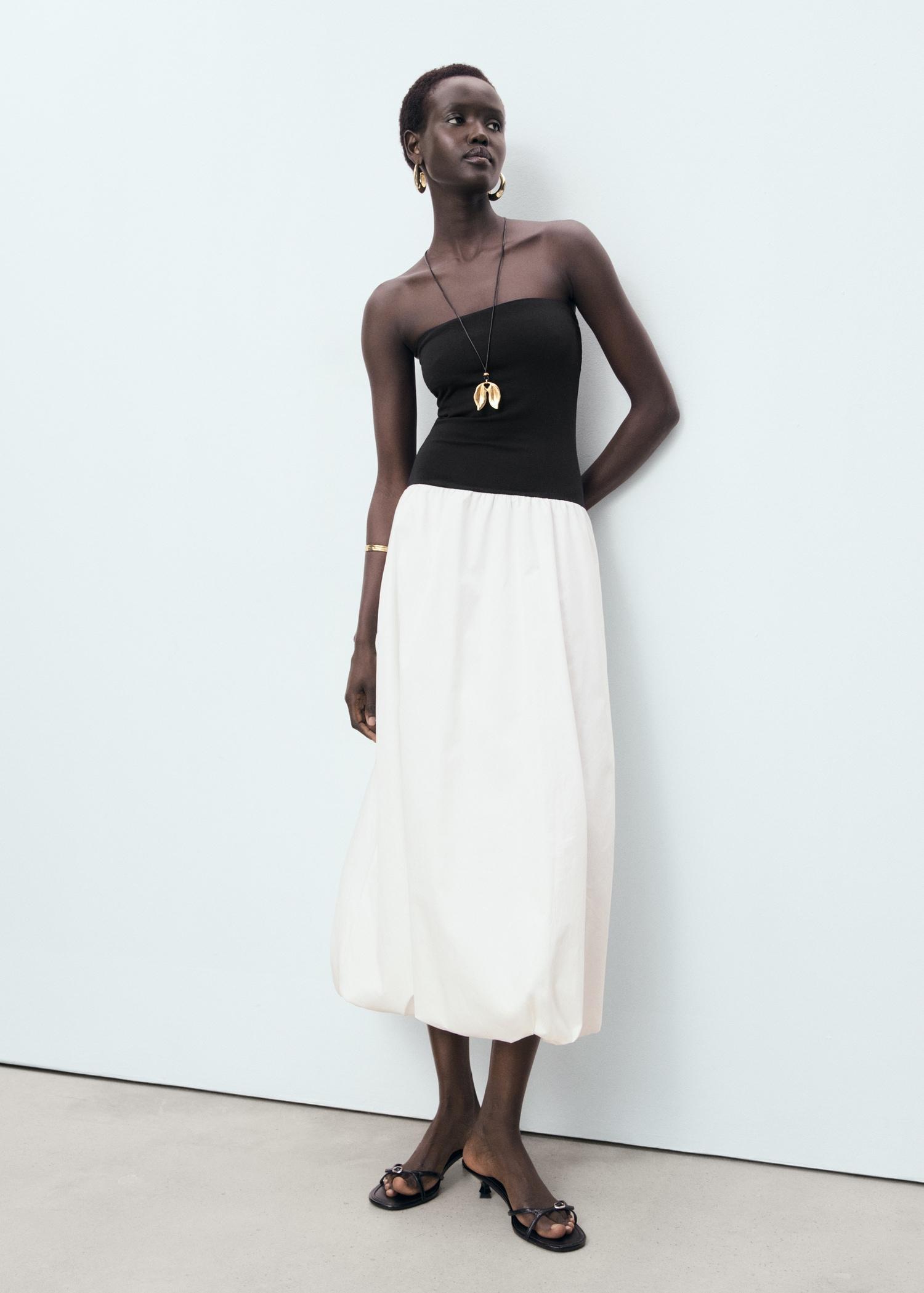 Combined knitted balloon dress - Women | MANGO USA Product Image
