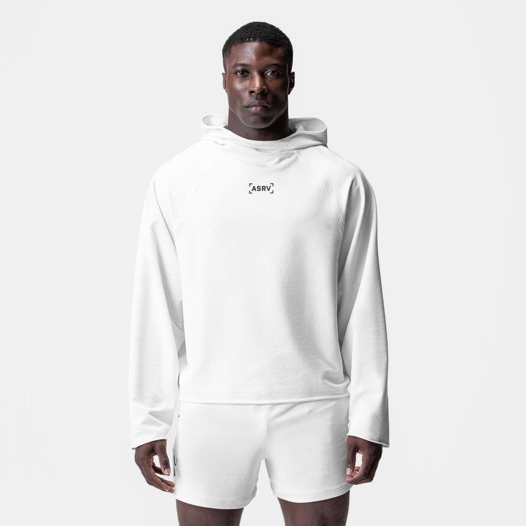 0958. Micro-Terry Raw Hem Hoodie - White Product Image