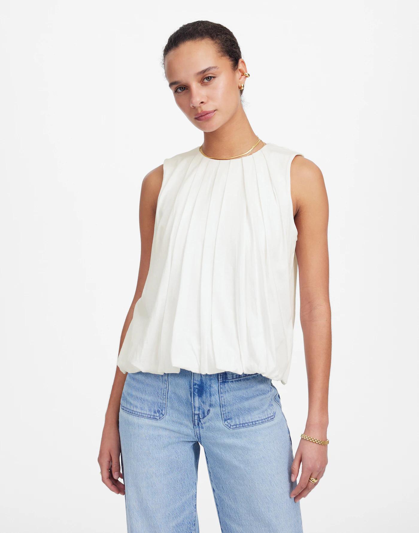 Sleeveless Crewneck Bubble Top Product Image