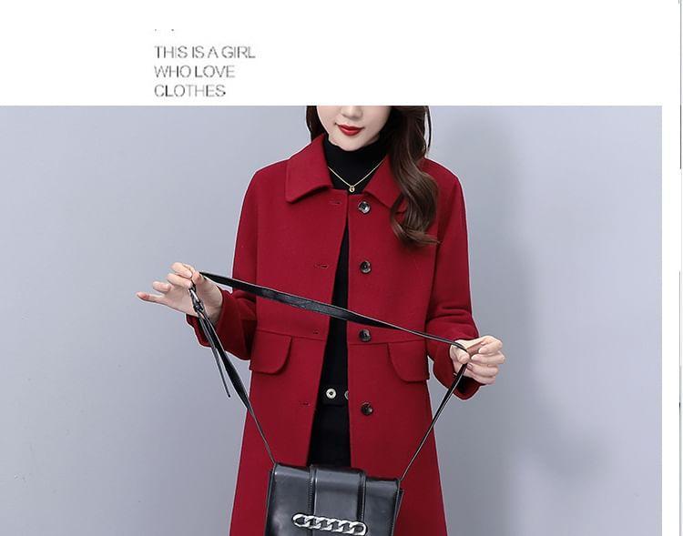 Collared Plain Button Coat Product Image