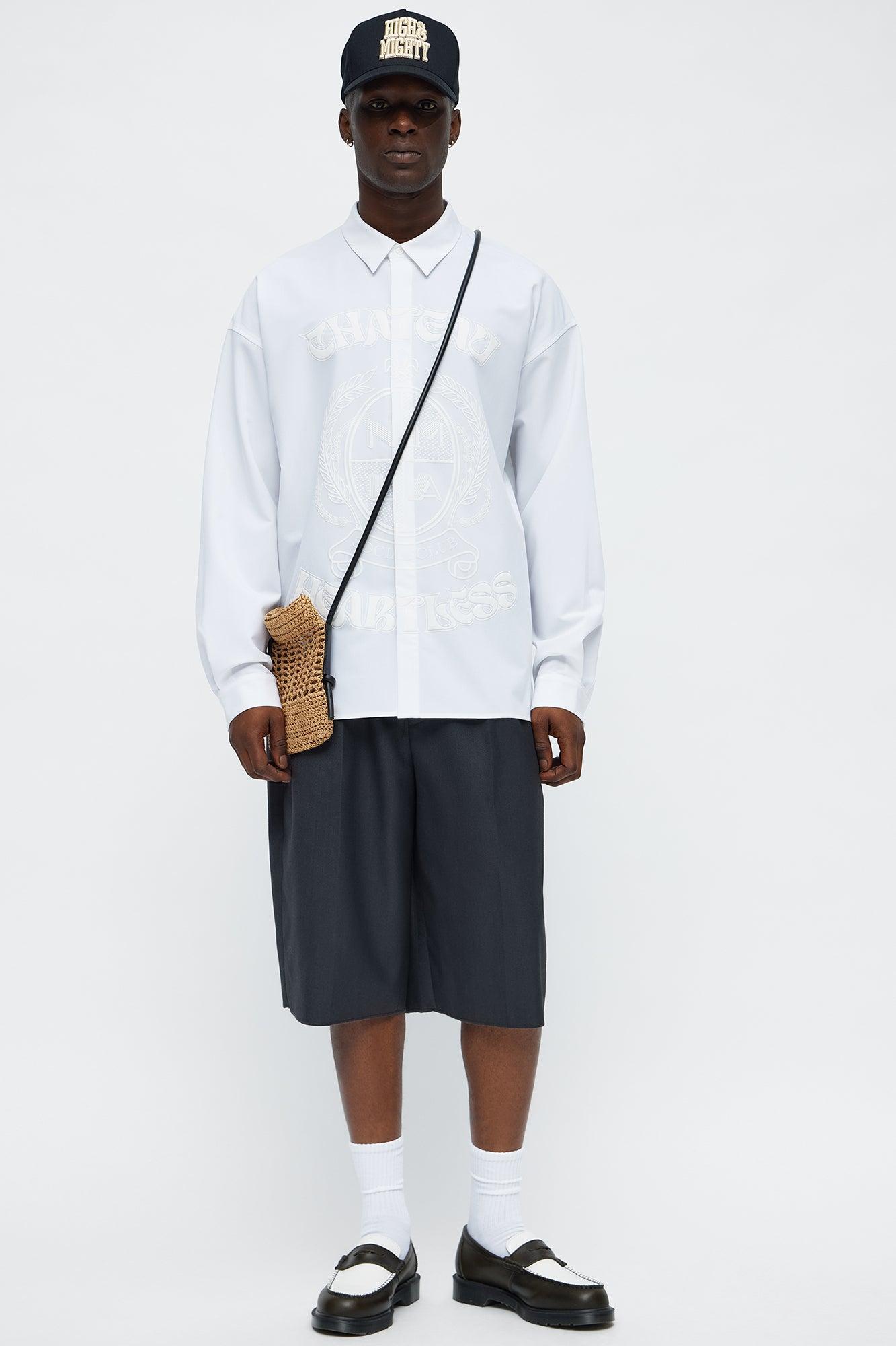 Oversized Relaxed Chateau Long Sleeve Button Up Shirt - White/combo Male Product Image