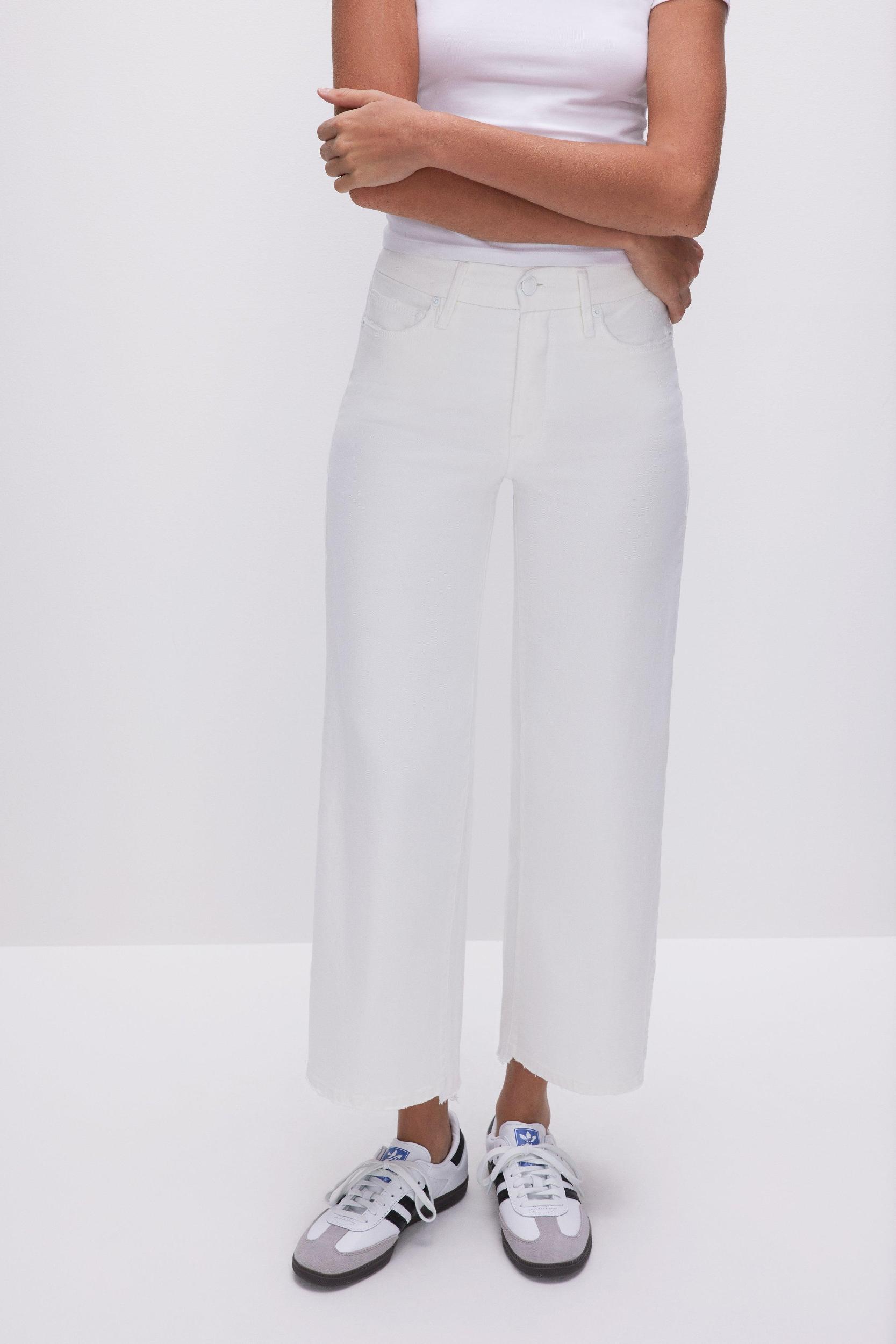 GOOD WAIST CROPPED PALAZZO JEANS | WHITE001 Product Image