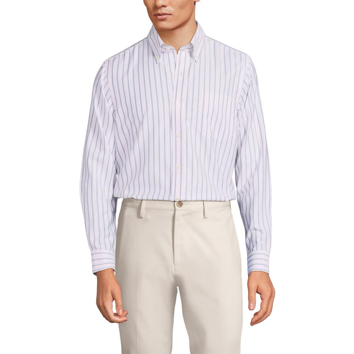 Lands End Mens Pattern No Iron Supima Oxford Dress Shirt - Royal cobalt Product Image