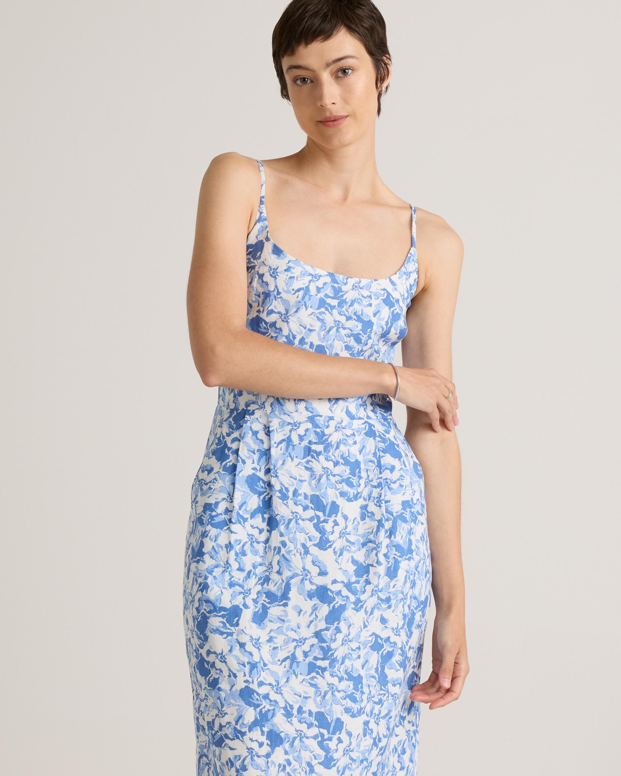 Quince | Women's 100% European Linen Scoop Neck Midi Dress Product Image
