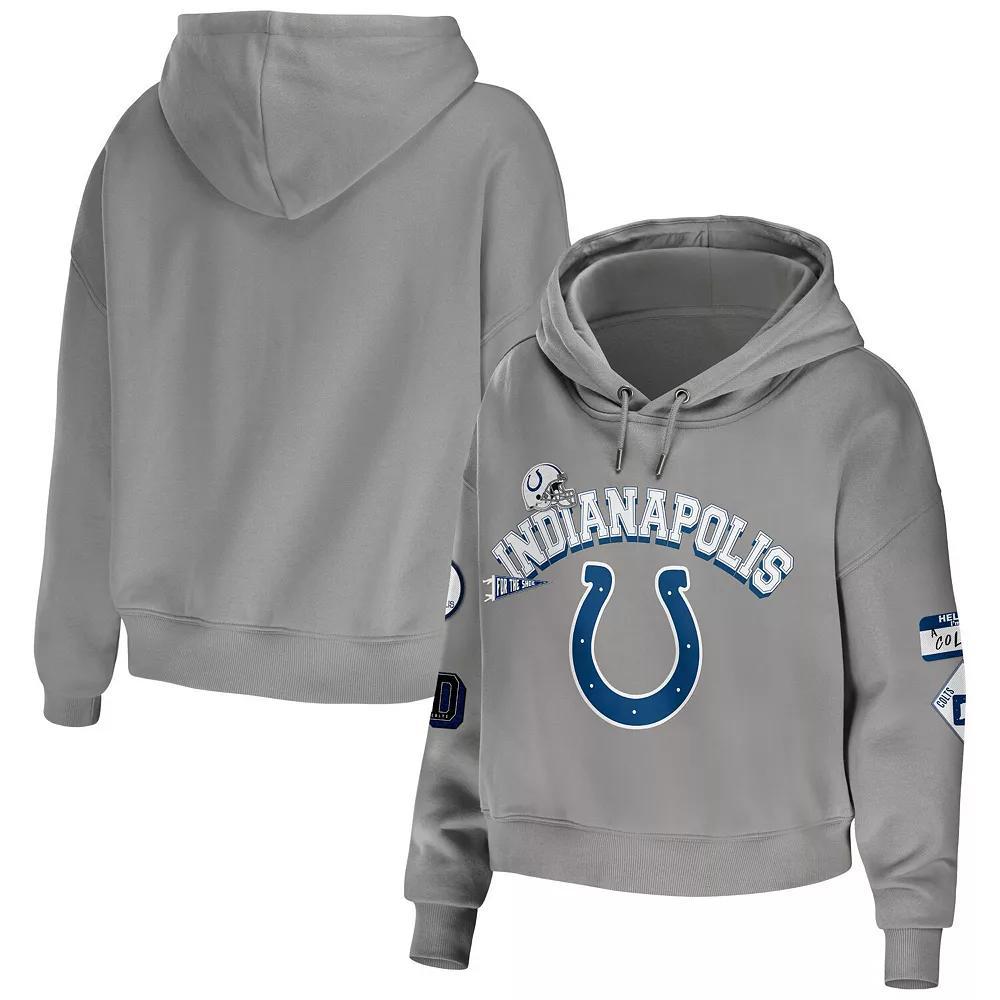 Women's WEAR by Erin Andrews Gray Indianapolis Colts Modest Cropped Pullover Hoodie, Size: 2XL, Grey Product Image