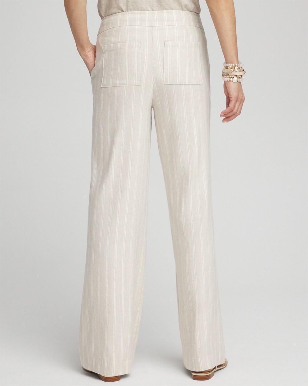 Linen Blend Stripe Flare Leg Pants Product Image