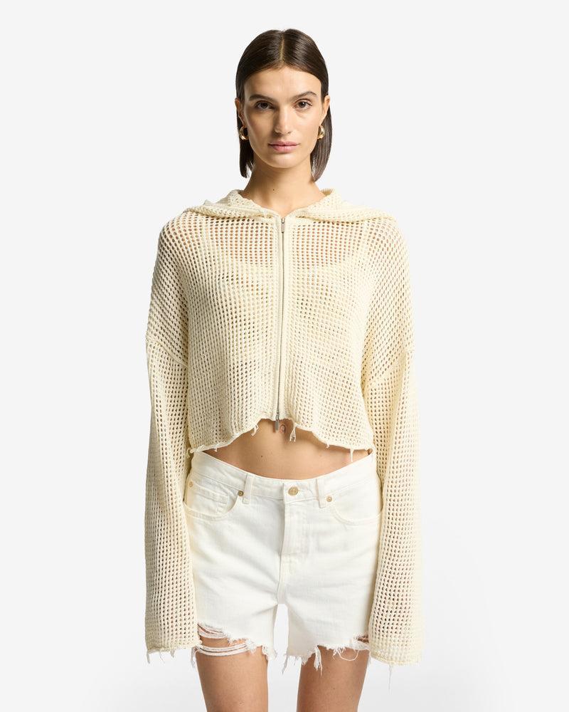 Cropped Open Knit Hoodie Product Image