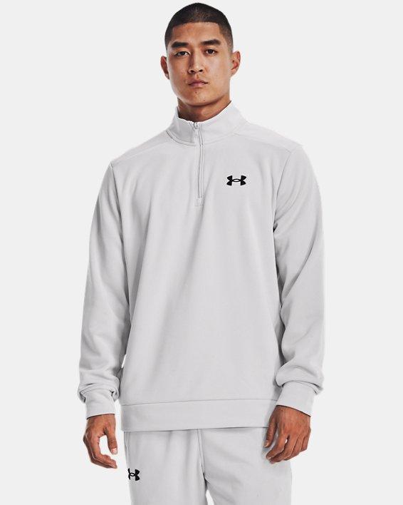 Mens Under Armour 1/4-Zip Fleece Pullover Black Navy Product Image