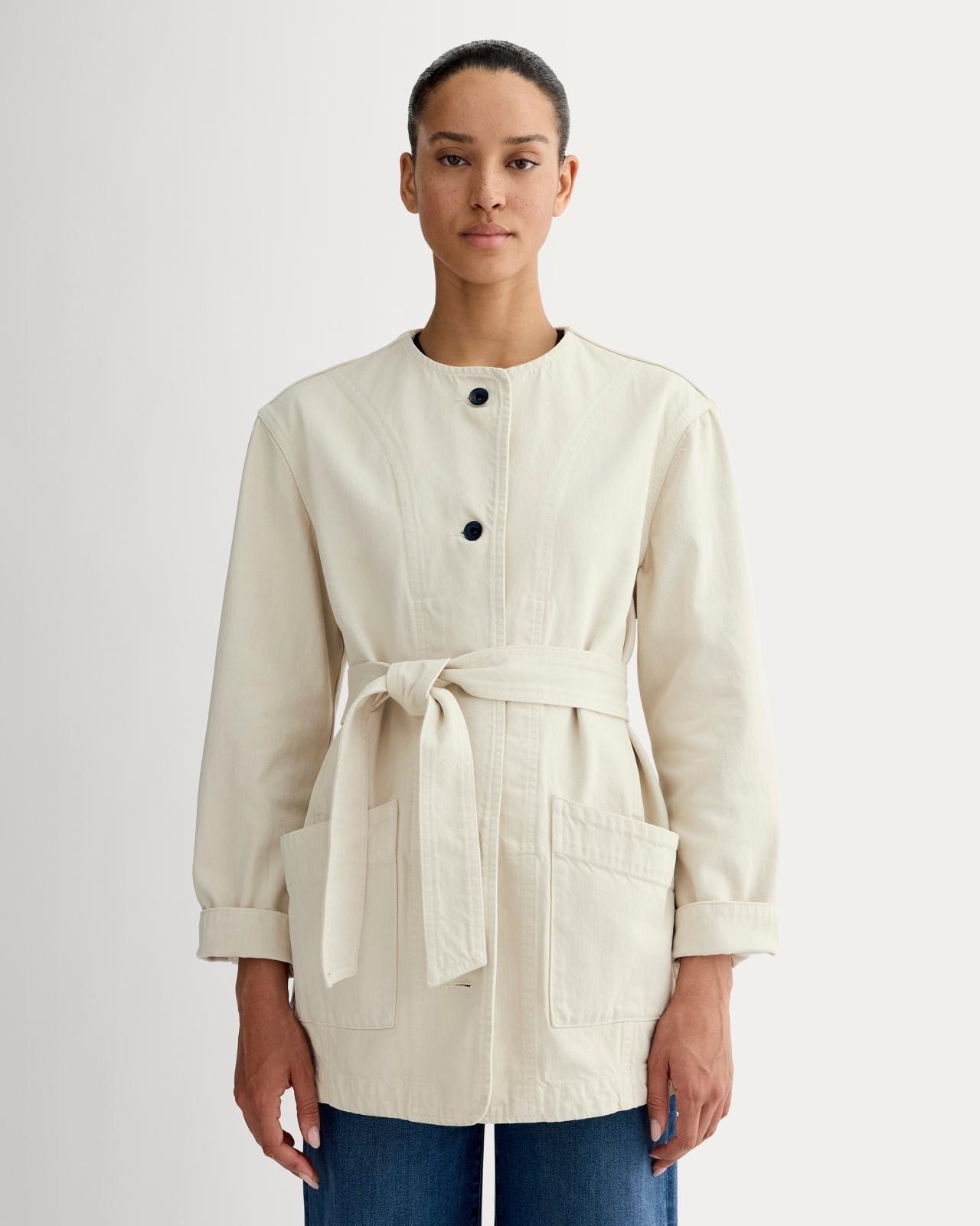 The Long Denim Barrel Jacket Product Image